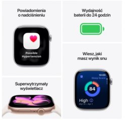 Smartwatch Apple Watch Series 11 GPS+Cellular, koperta 46 mm z aluminium w kolorze różowego złota, pasek sportowy w kolorze łagodnego różu - rozmiar M/L