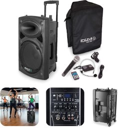 Kolumna mobilna Ibiza PORT15VHF-BT + pokrowiec one size