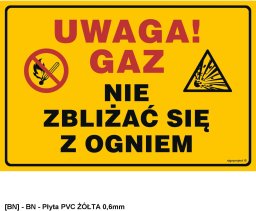 TD Systems JD050 - Uwaga! Gaz.Nie zbliżać się z ogniem 100x75