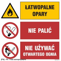 TD Systems Łatwopalne opary Nie palić Nie używać otwartego ognia 1050x1050