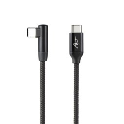 Art KABEL USB-C do C M-M kątowy 480Mbps 60W 0,5m czarny, oplot, obudowa ALU