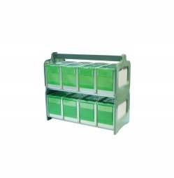 ART-MET Regał z 8 transporterami zielony, 48 x 22 x wys43 cm