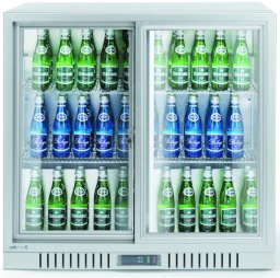 Lodówka chłodziarka barowa z 2 drzwiami suwanymi LED 150 l 160 W 90x52x84 cm - srebrna Lodówka chłodziarka barowa z 2 drzwiami suwanymi LED 150 l 160 W 90x52x84 cm - srebrna