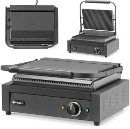 Hendi Grill elektryczny kontaktowy z ryflowaną płytą 340x235 mm 2200 W