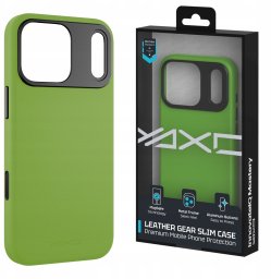 Yaxo Etui na telefon Leather Gear Slim Case MagSafe iPhone 17 Pro Tropic Green