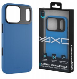 Yaxo Etui na telefon Leather Gear Slim Case MagSafe iPhone 17 Pro Electric Blue