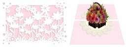 DaVinci Karnet 12x18 cm + koperta POP-UP Kosz z kwiatami