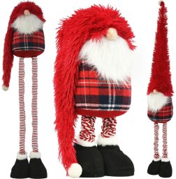 Dekoracja świąteczna SASKA CHRISTMAS Gnom dekoracyjny na teleskopach 38-88CM czerwony