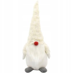 SASKA CHRISTMAS SKRZAT GNOM KRASNAL DEKORACYJNY BIAŁY 45CM
