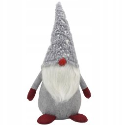 SASKA CHRISTMAS SKRZAT GNOM KRASNAL DEKORACYJNY SZARY 45CM