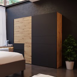 PYspace Szafa Ubraniowa Earth323 - Kolor dębowy i czarny