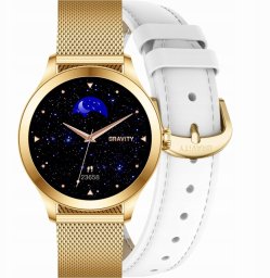 Smartwatch Gravity Smartwatch Biało-Złoty 2 Paski GT25-2 PRO