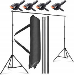 Statyw do Tła Fotograficznego Teł Zestaw do Studia Zaciski Etui 200x200cm