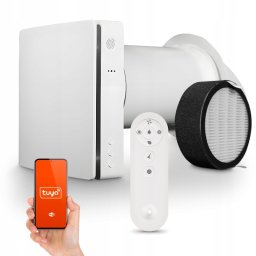 Rekuperator Ścienny WiFi Tuya Pilot Filtr 60 m3/h Wentylator 3 Prędkości