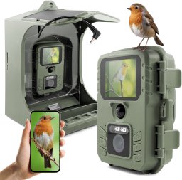 Karmnik Dla Ptaków z Kamerą WiFi Fotopułapka Solarna PIR Aplikacja Edukacja