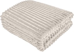 Koc 160x200 ecru Lena przytulny miękki tłoczony do sypialni narzuta