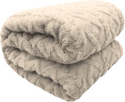 Koc 200x220 beż Aries tłoczony przytulny miękki narzuta do sypialni