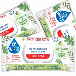 GoWipes Nawilżany papier toaletowy Procto Care Zamknięcie flip 44szt.