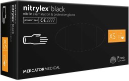 Mercator Medical Rękawice Nitrylowe 100 sztuk / Czarne / Rozmiar: 6 - XS / Nitrylex Black