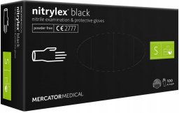 Mercator Medical Rękawice Nitrylowe 100 sztuk / Czarne / Rozmiar: 7 - S / Nitrylex Black