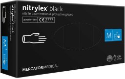 Mercator Medical Rękawice Nitrylowe 100 sztuk / Czarne / Rozmiar: 8 - M / Nitrylex Black