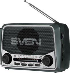 Głośnik Sven SRP-150 szary (3W, Bluetooth, FM/AM/SW, USB, microSD, latarka, bateria)