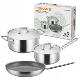 Fiskars Zestaw garnków i patelni 1.5 l, 3 l, o średnicy 28 cm