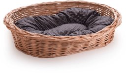 Wiklinowy Świat Legowisko wiklinowe dla psa duże leżak dla psa, kota i innych zwierząt kosz z wikliny z miękką poduszką kojec XL
