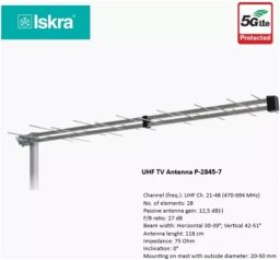 Antena RTV Iskra TV Antena P-2845-7 F Grey