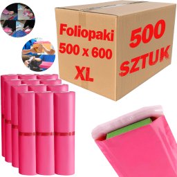 Foliopaki Kurierskie Różowe XL 500x600mm - 500 szt.
