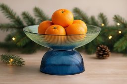 Patera dekoracyjna szklana 35 cm zielono-niebieska