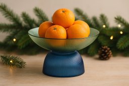 Patera dekoracyjna szklana 25 cm zielono-niebieska