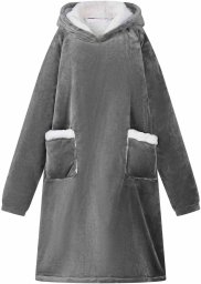vidaXL Bluza-koc Ciemnoszary m Fleece i Flanela