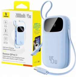 Powerbank Baseus Powerbank EnerFill FC21 Qpow 20000mAh 45W z wyświetlaczem cyfrowym z dołączonym kablem - niebieski