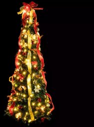 Aigostar Składana choinka 180x60cm czerwono-złote dekoracje 8 trybów ciepła biel