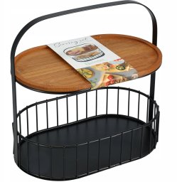 Springos Patera do serwowania przekąsek metalowy koszyk z uchwytem, 24 x 15 x 25 cm