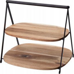 Lumarko Dwupoziomowa patera na przekąski QUEST, poziomy z akacji, 27 x 18 x 25 cm