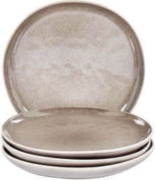 Beliani Zestaw 4 małych talerzy COSTMARY ceramicznych szarych