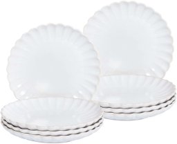 Beliani Zestaw 8 małych talerzy Kamionka Broken white