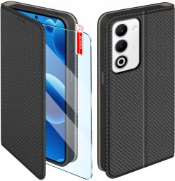 Etui MAGNET do Oppo A5 4G|5G Zamykane Czarne Futerał + Szkło 9H