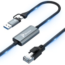 Kabel USB Reagle USB-A + USB-C - RJ-45 3 m Czarno-szary