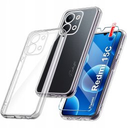 krainaGSM Etui Bezbarwne do Xiaomi Redmi 15C WZMACNIANE CLEAR CASE 2MM + Szkło 9H
