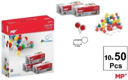 Kolorowe pinezki 11mm okrągła główka 10x50szt
