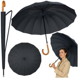 Lean Duży Parasol Automatyczny Pokrowiec Na Ramię 24-Żeberkowy Czarny 115 cm