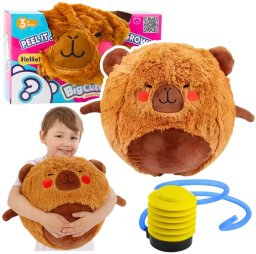 LeanToys Piłka Do Skakania Rosnąca Pluszowa Kapibara Brązowa Pompka 50 cm