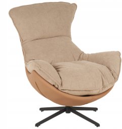 Fotel obrotowy z poduszką JASPER beżowy wygodny wypoczynkowy salon