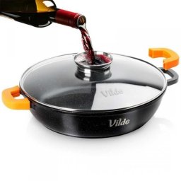 Vilde GARNEK GRANITOWY PŁASKI PATELNIA 4,7L 32cm Z POKRYWĄ Z AROMATYZEREM TERRUNA 199109