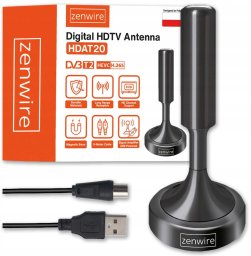 Antena RTV Zenwire Antena do Telewizji Naziemnej Pokojowa DVBT2 HEVC H.265 Wewnętrzna Mocna 5M