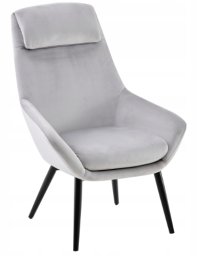 Fotel wypoczynkowy szary Toni welwet nowoczesny do salonu i sypialni