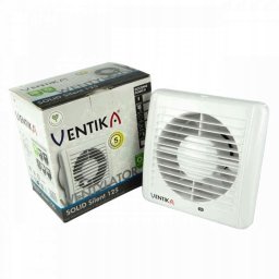 Wentylator osiowy fi 125 230V 9,4W 158m3/h 31dB łożyska kulowe z wyłącznikiem czasowym biały SOLID SILENT D125SRWC